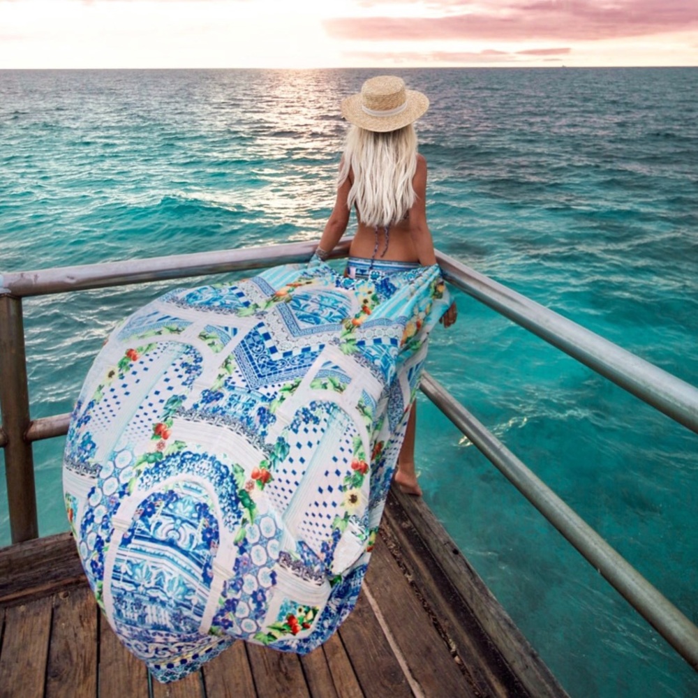 🔥 6 HOUR SALE - 1 Left! 🔥 Boho Beach Cover-Up in Blue & Green - Picture 3 of 8